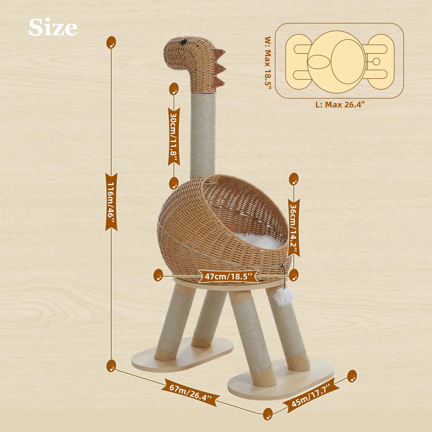 PAWZ Road Dinosaur Cat Tree Tower With Sisal Scratching Posts