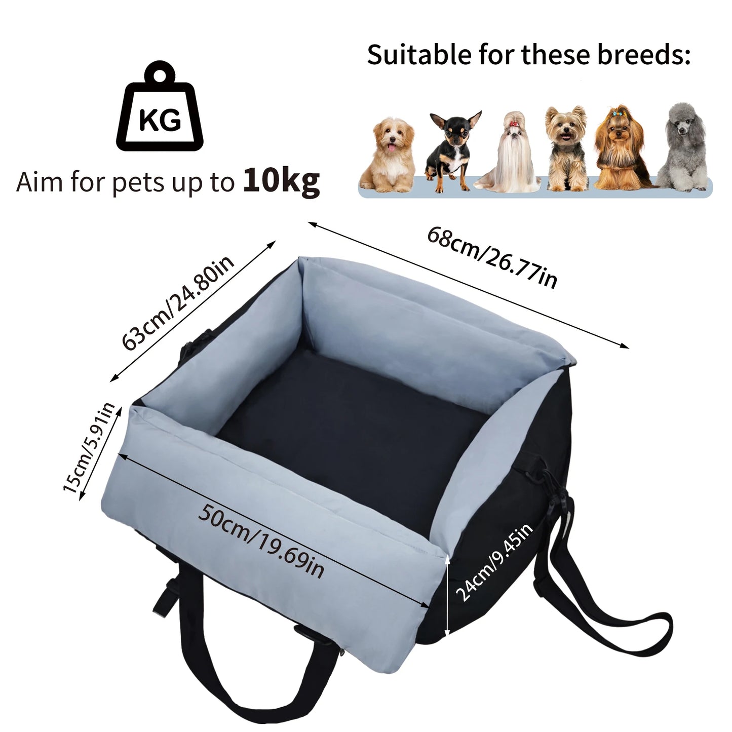 Borwart Portable Dog Booster Seat With Safety Belt Cover