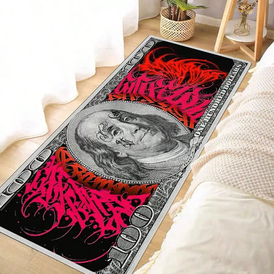 Creative Dollar Bill Portrait Nylon Area Rug For Home Decor