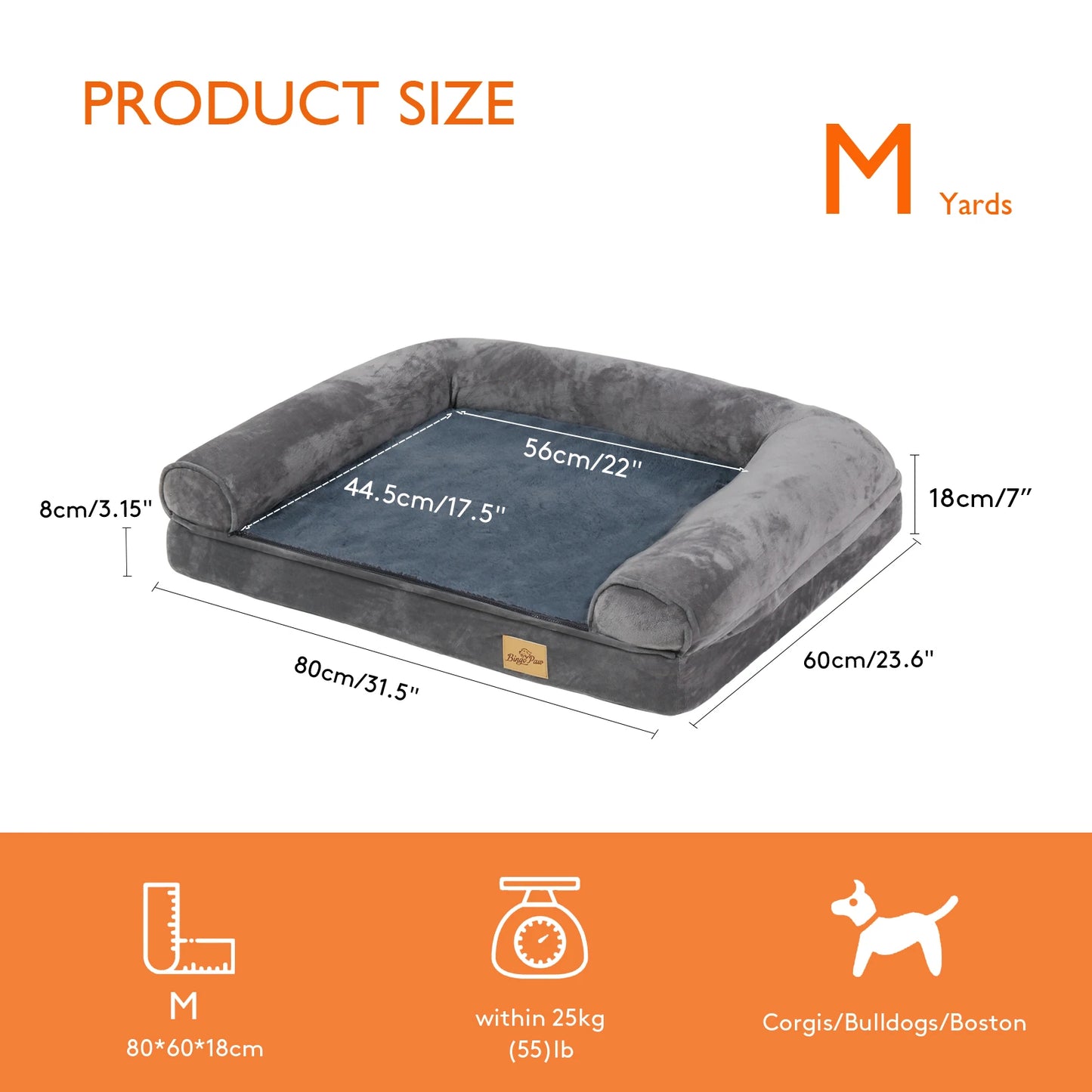 Bingopaw Orthopedic Dog Bed With Removable Washable Cotton Cover