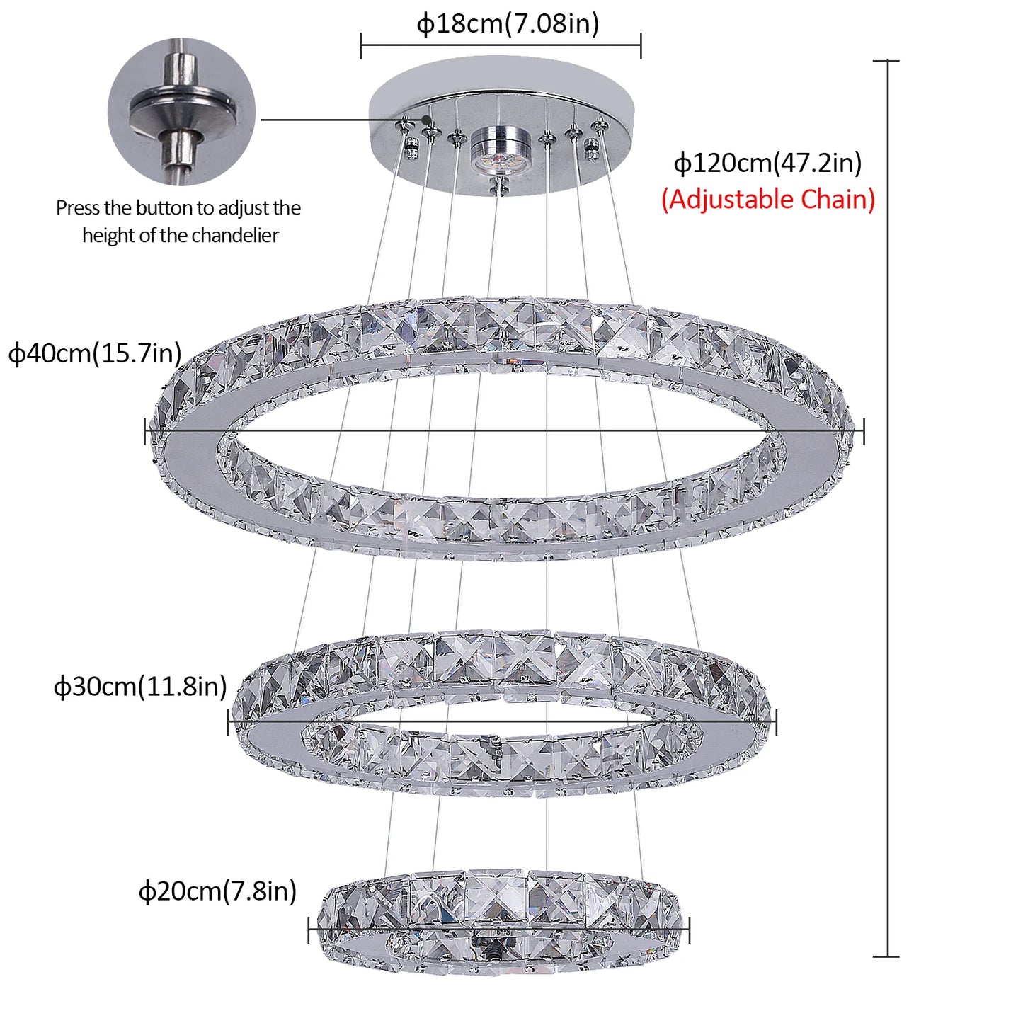 Vetrulus Modern Led Crystal Chandelier For Dining Room Lighting