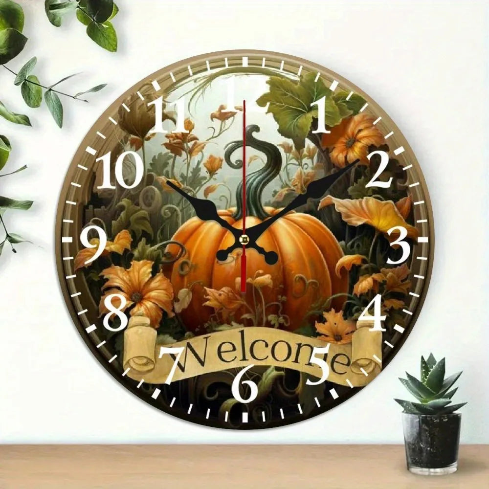 YTYIN Round Welcome Slogan Wall Clock With Silent Quartz Movement