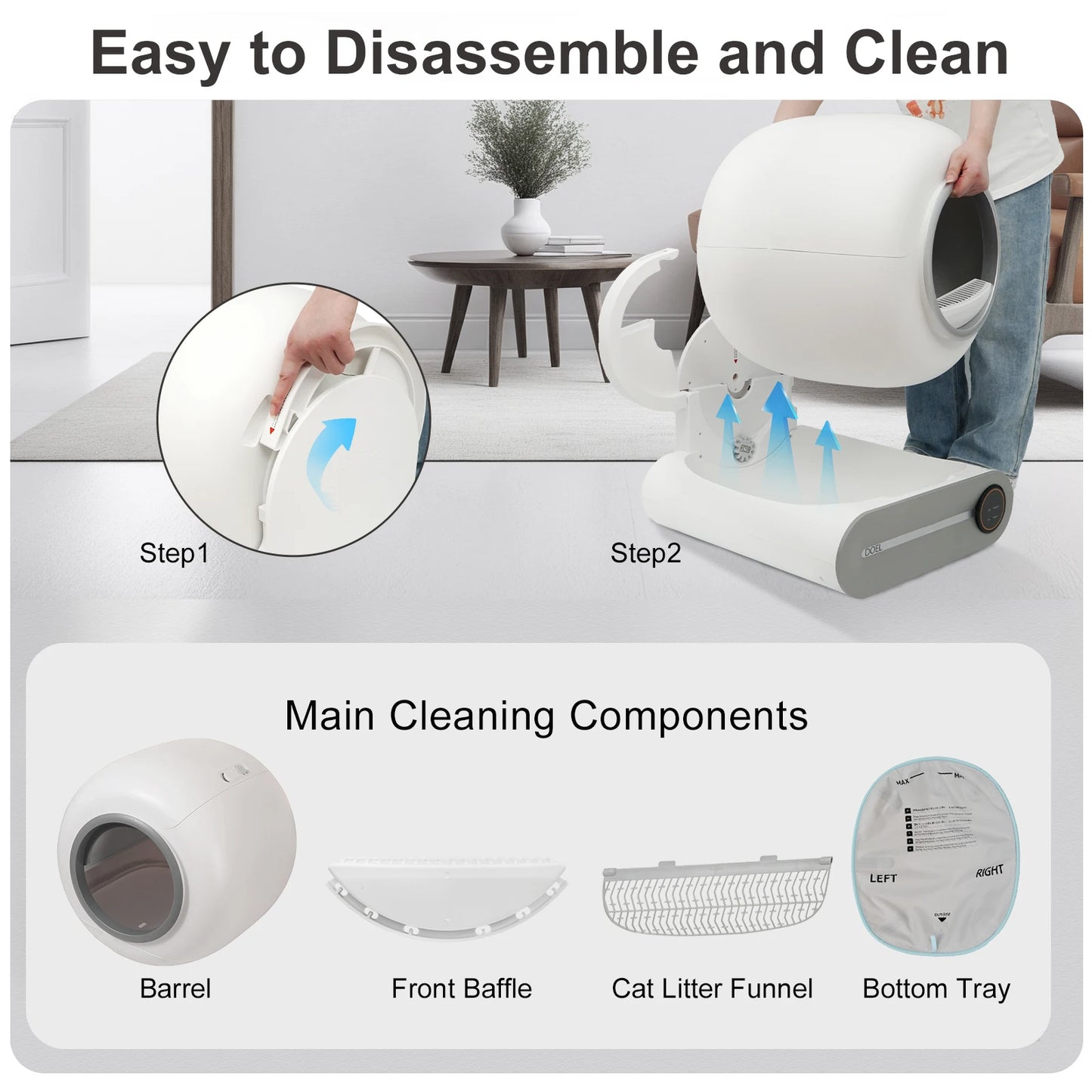 DOEL Smart Automatic Self Cleaning Litter Box With App Control