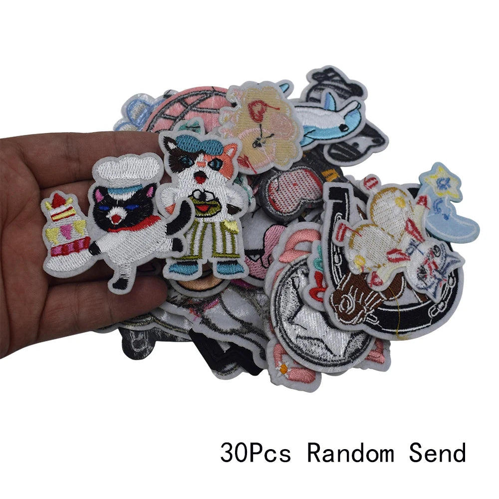 30Pcs Random Style Embroidery Iron On Patches For Clothing Repair