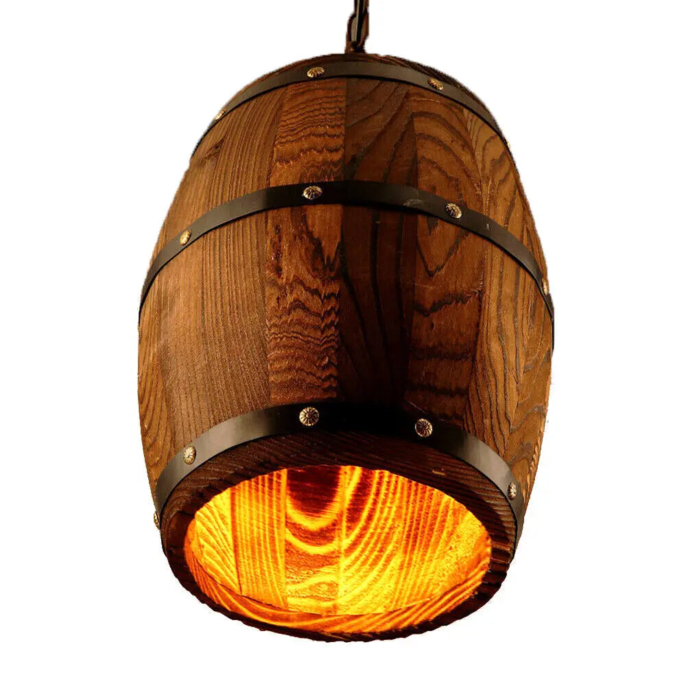 Vintage Wine Barrel Chain Pendant Ceiling Lamp For Rustic Cafe