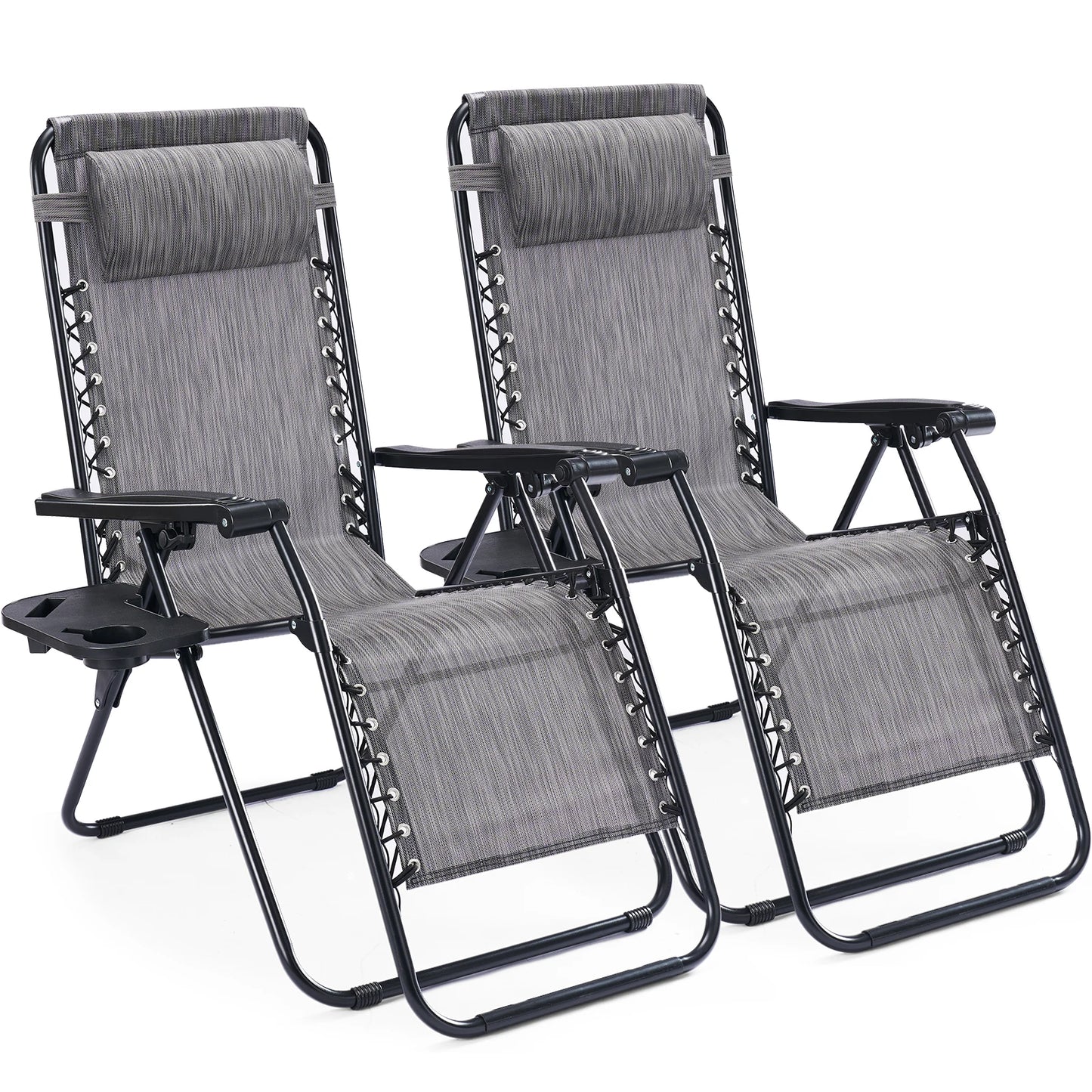 JHK Zero Gravity Outdoor Folding Recliner With Cup Holder