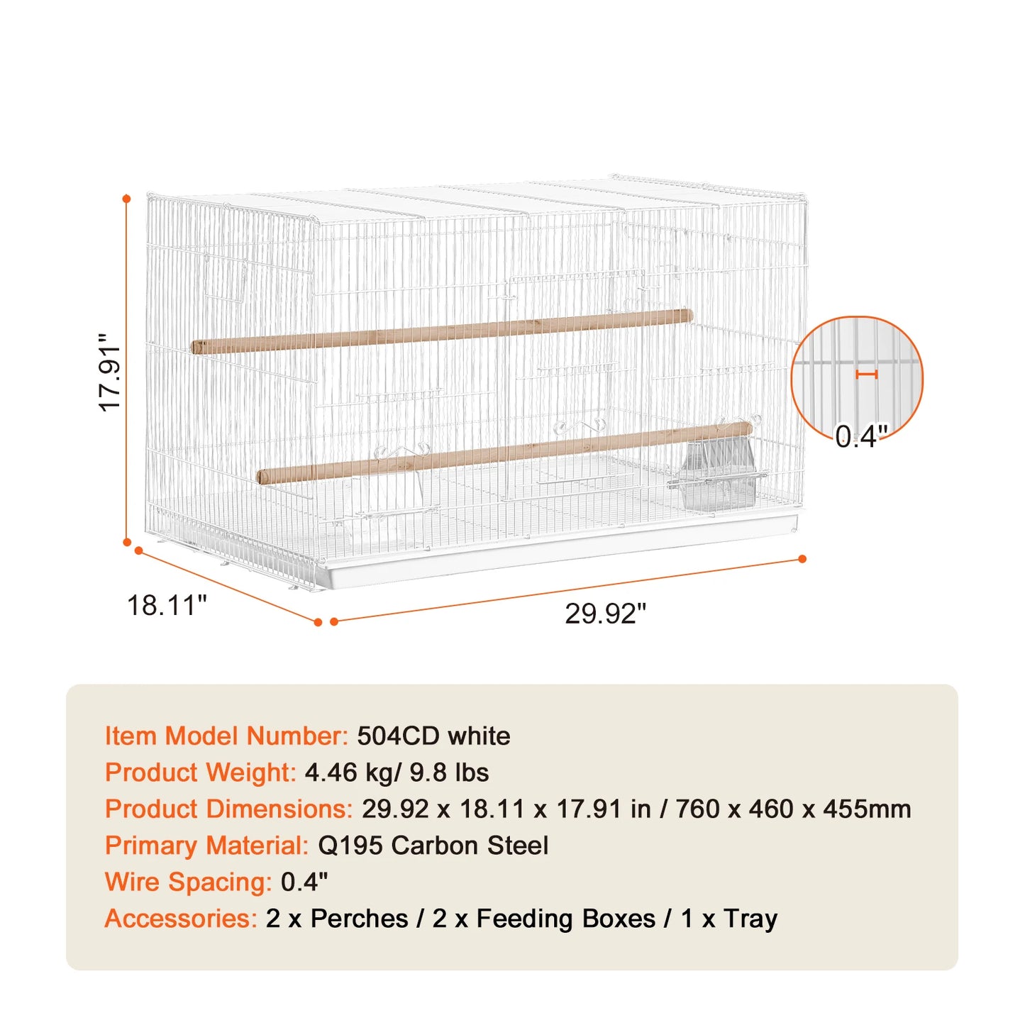 SucceBuy Stackable Divided Bird Cage With Sturdy Travel Handle