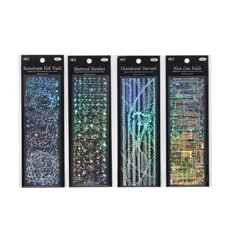 Kawaii PET Laser Silver Decorative Sticker Set For Diaries Scrapbooks