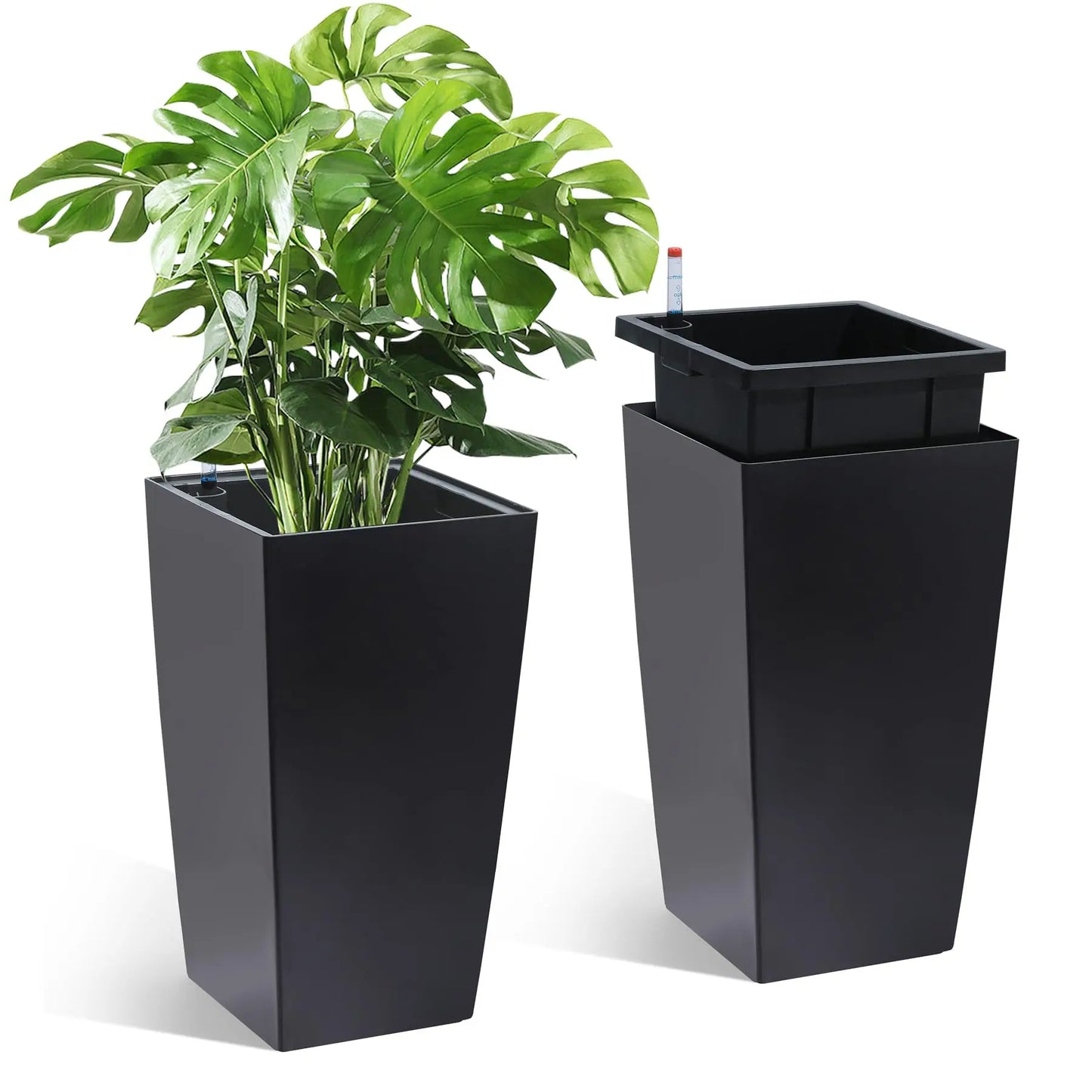 HiMISS Modern Self Watering Tall Planters Garden Set