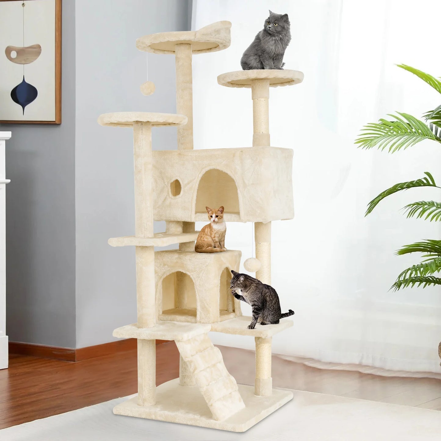 Elegant Multi Level Cat Tower With Sisal Scratching Posts
