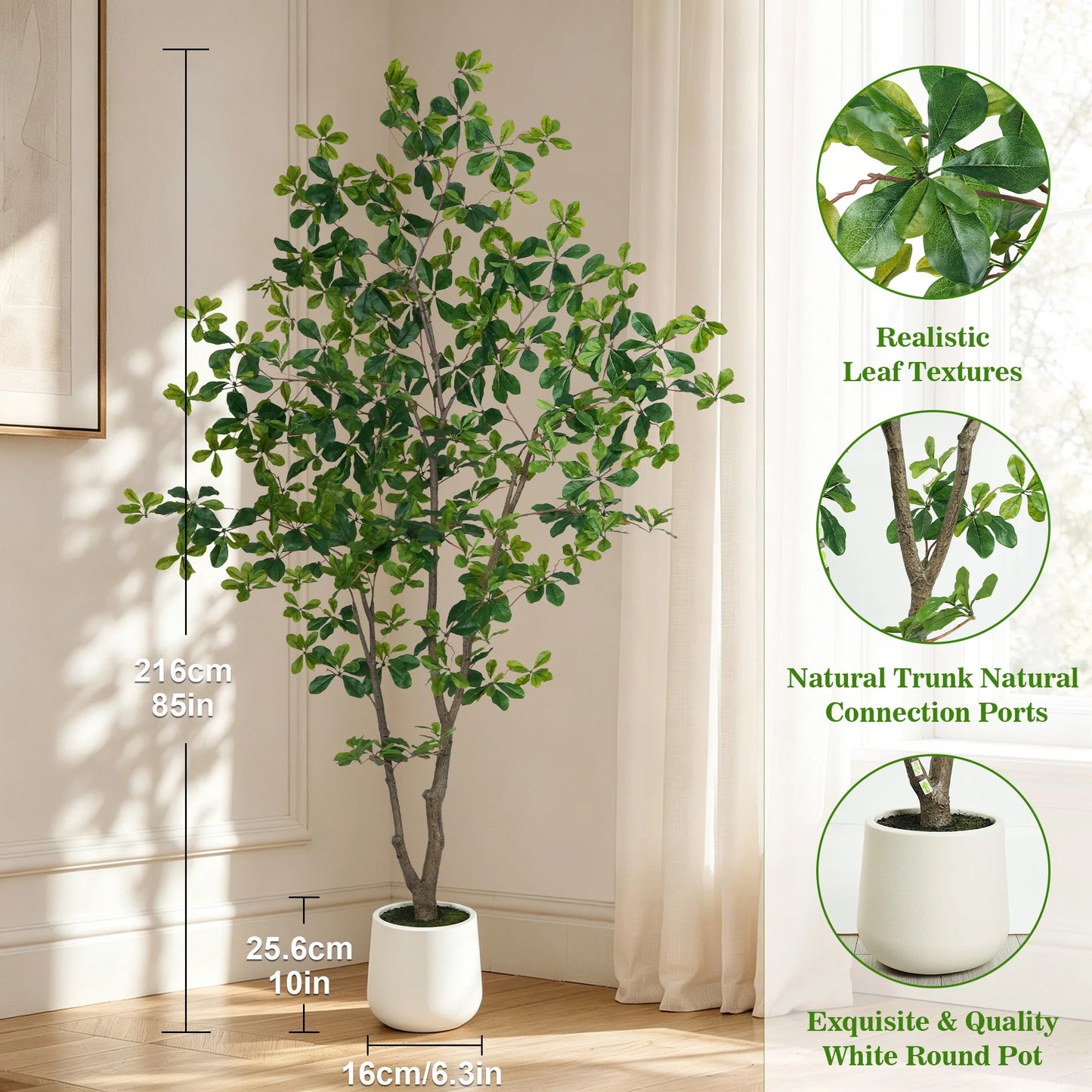 Olitree Faux Black Olive Tree Indoor Natural Wood Trunk Pot