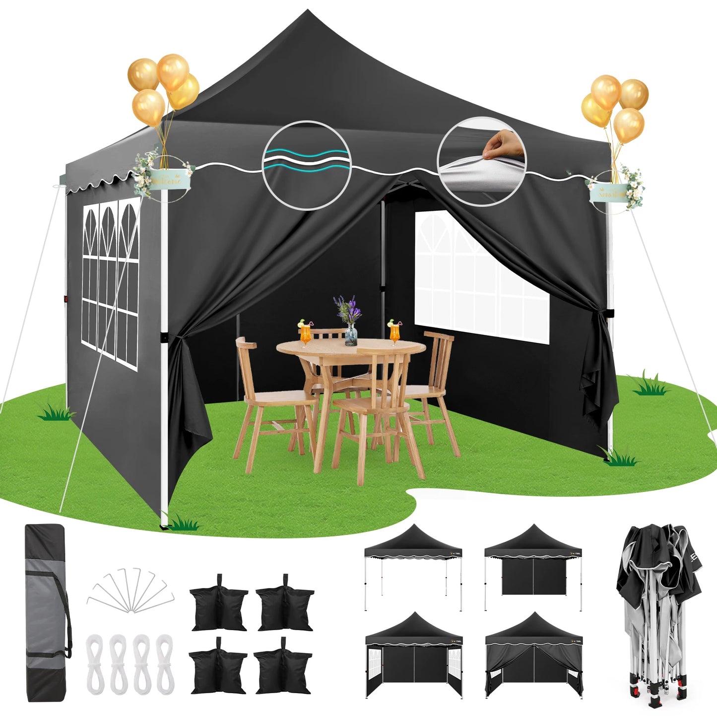Hoteel Pop Up Canopy Tent With Waterproof Walls And Shelter