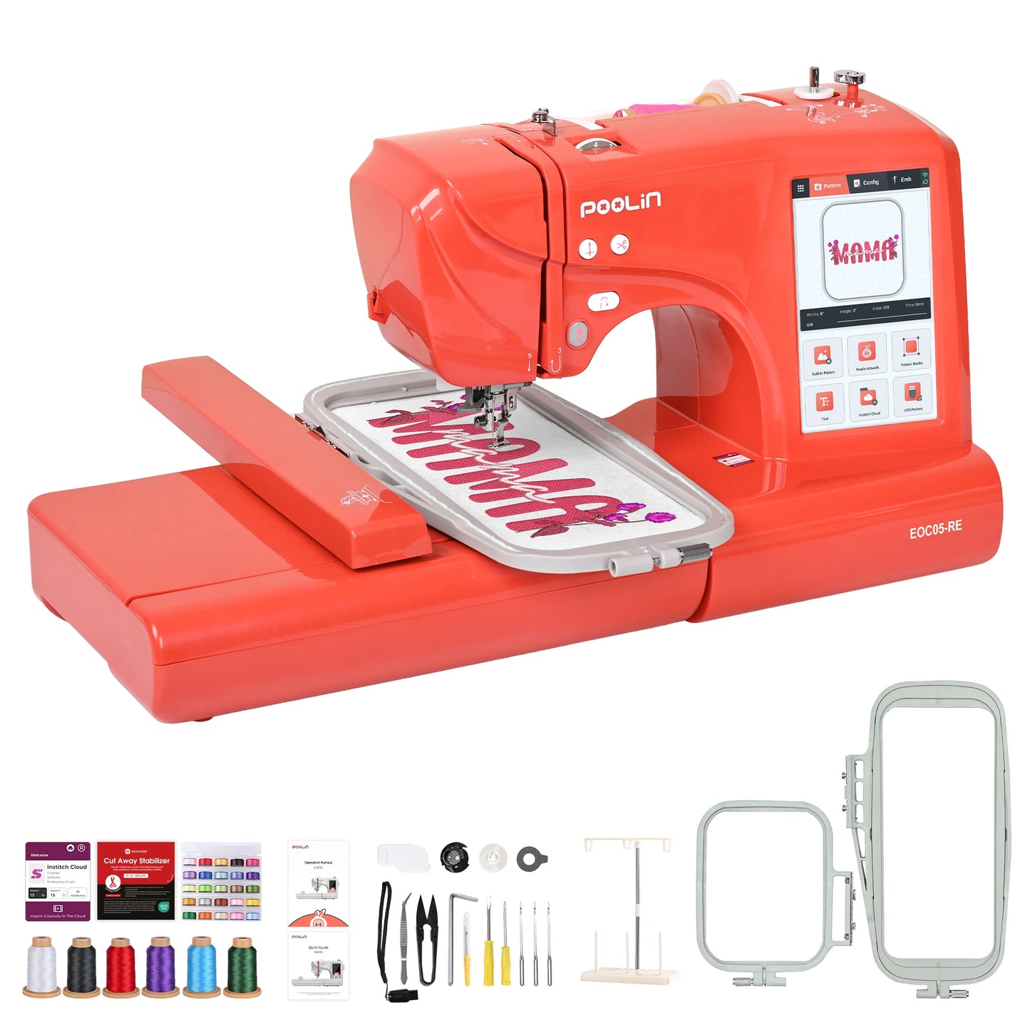 Poolin Single Head Computerized Embroidery Machine With Touchscreen Display