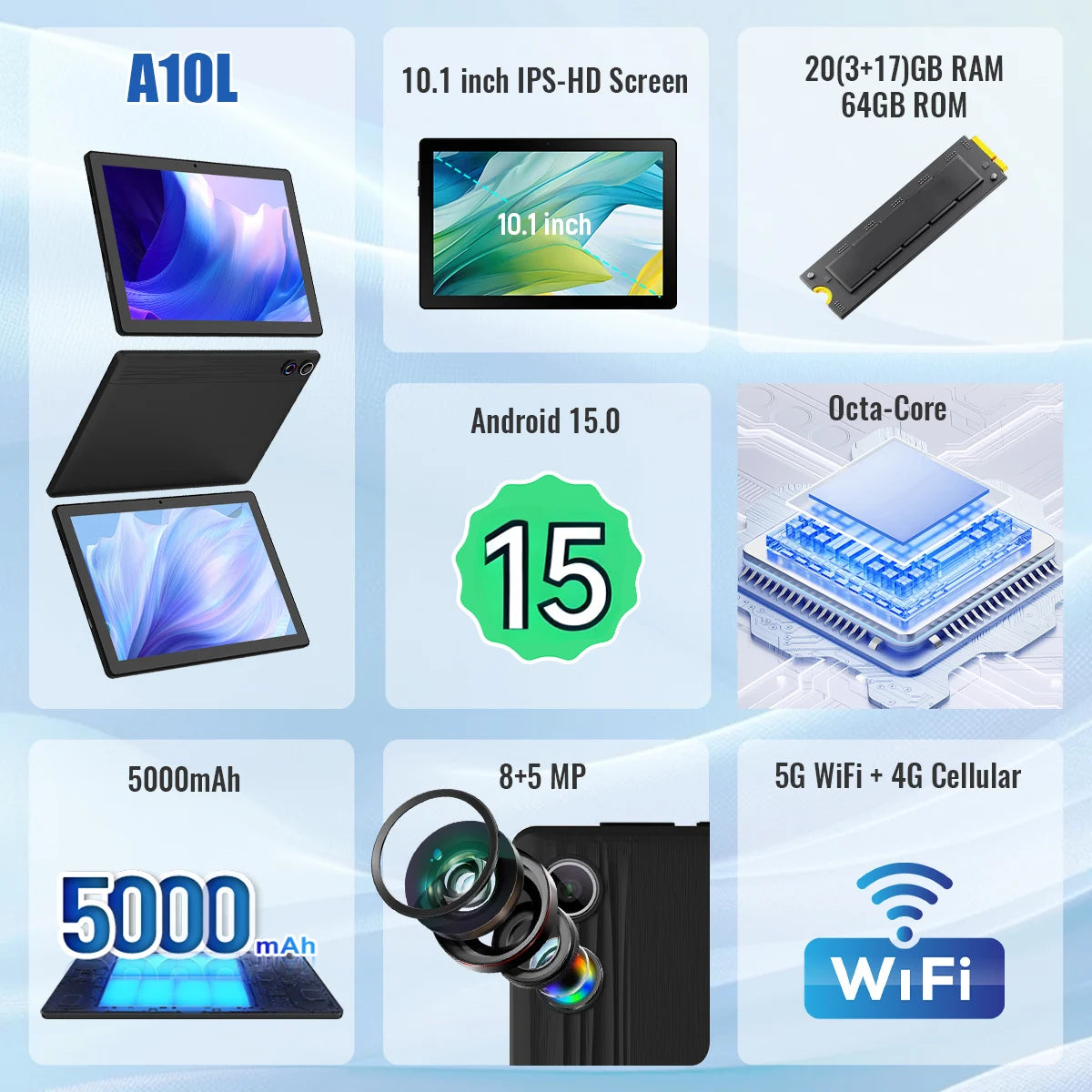 Urao Android 15 Tablet Featuring Dual Camera And Touchscreen