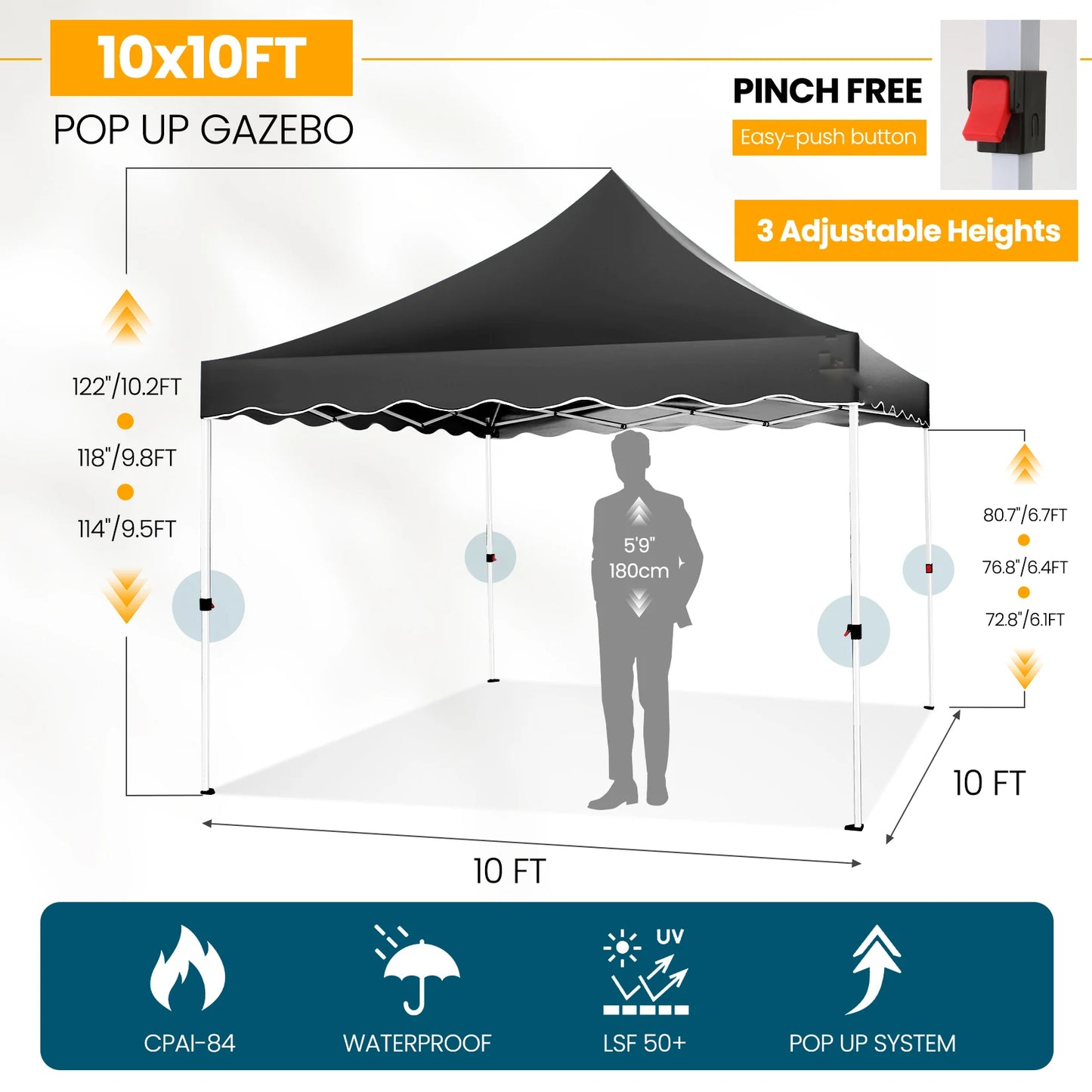 Hoteel Pop Up Canopy Tent With Waterproof Walls And Shelter