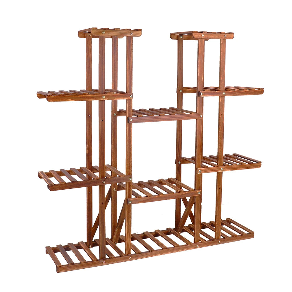 Bingopaw Wooden Plant Stand For Indoor Outdoor Flower Display
