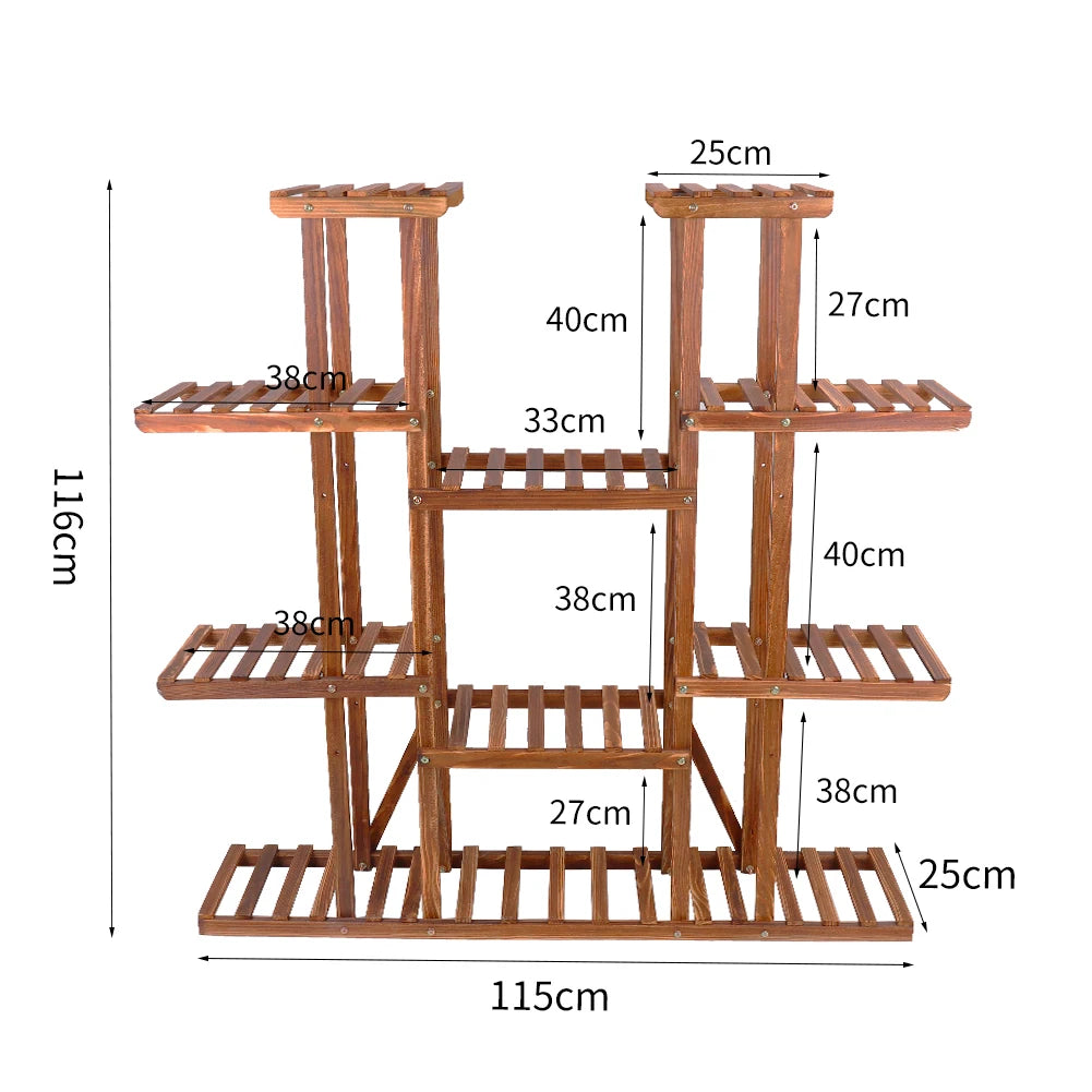 Bingopaw Wooden Plant Stand For Indoor Outdoor Flower Display