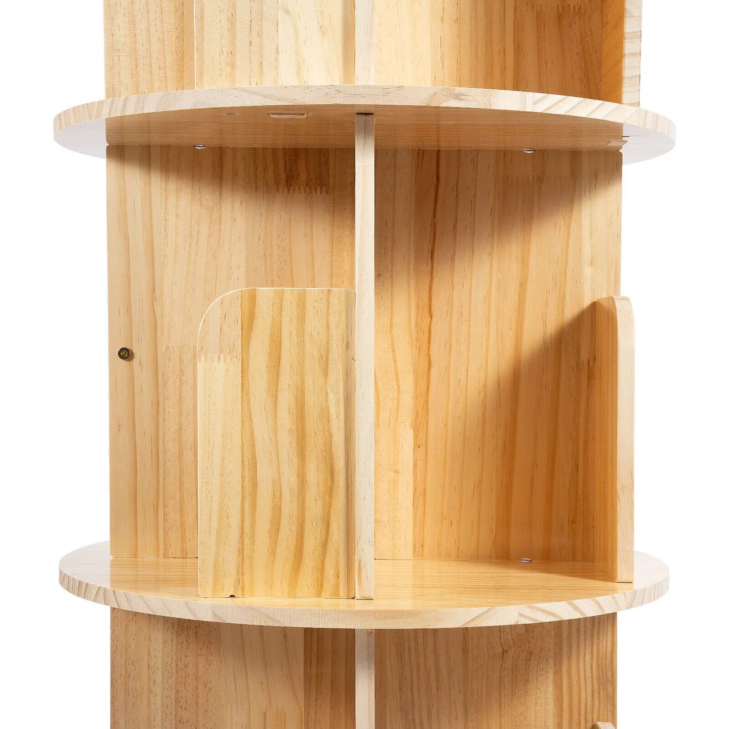 Rotating Pine Wood Bookshelf With Ample Storage For Home