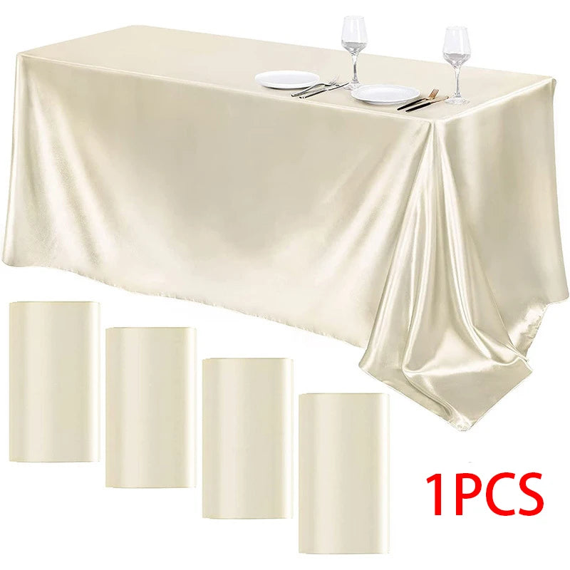 Large Rectangle Satin Tablecloth Waterproof Polyester Dining Cover