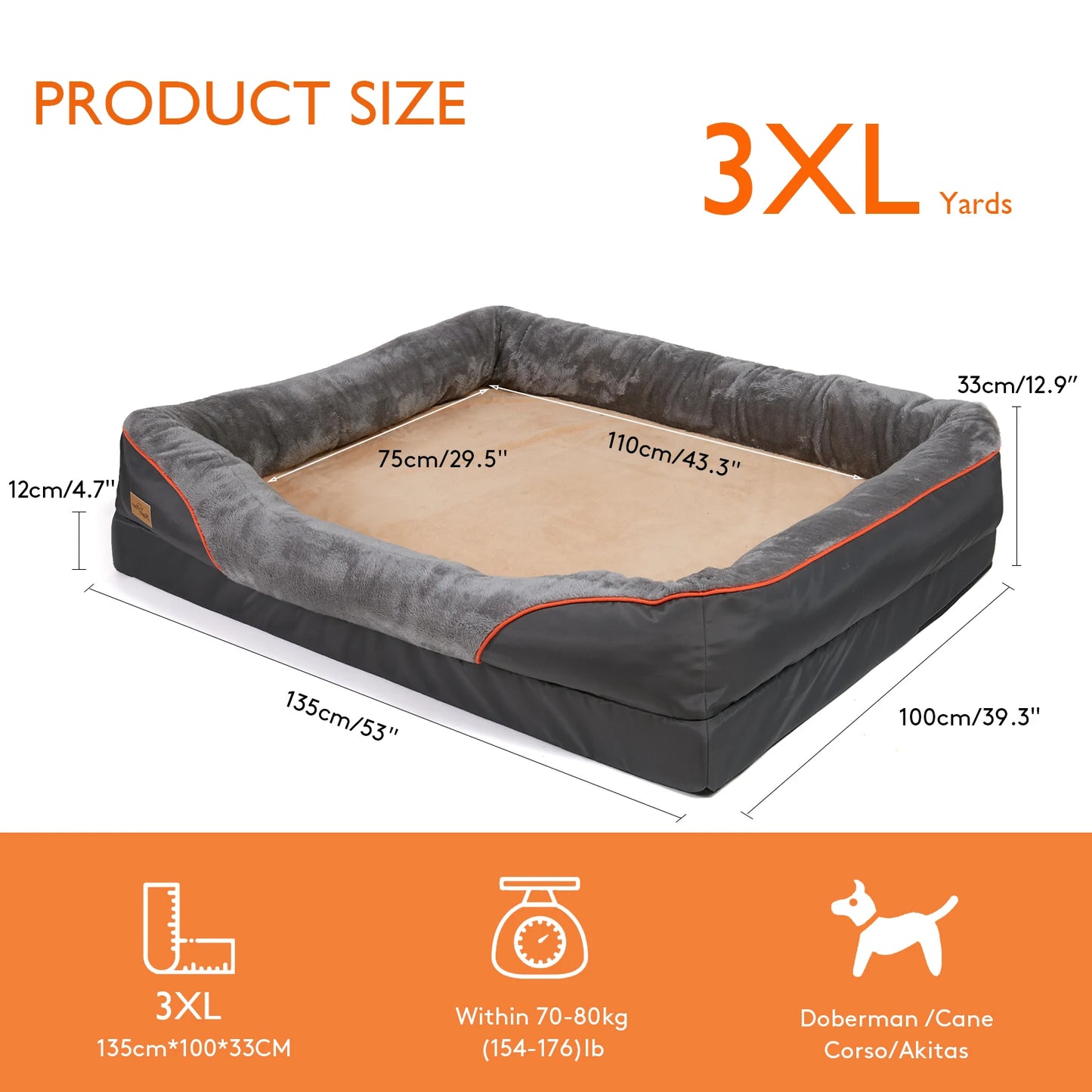 Bingopaw Removable Washable Fleece Dog Bed Soft Water Resistant Cover