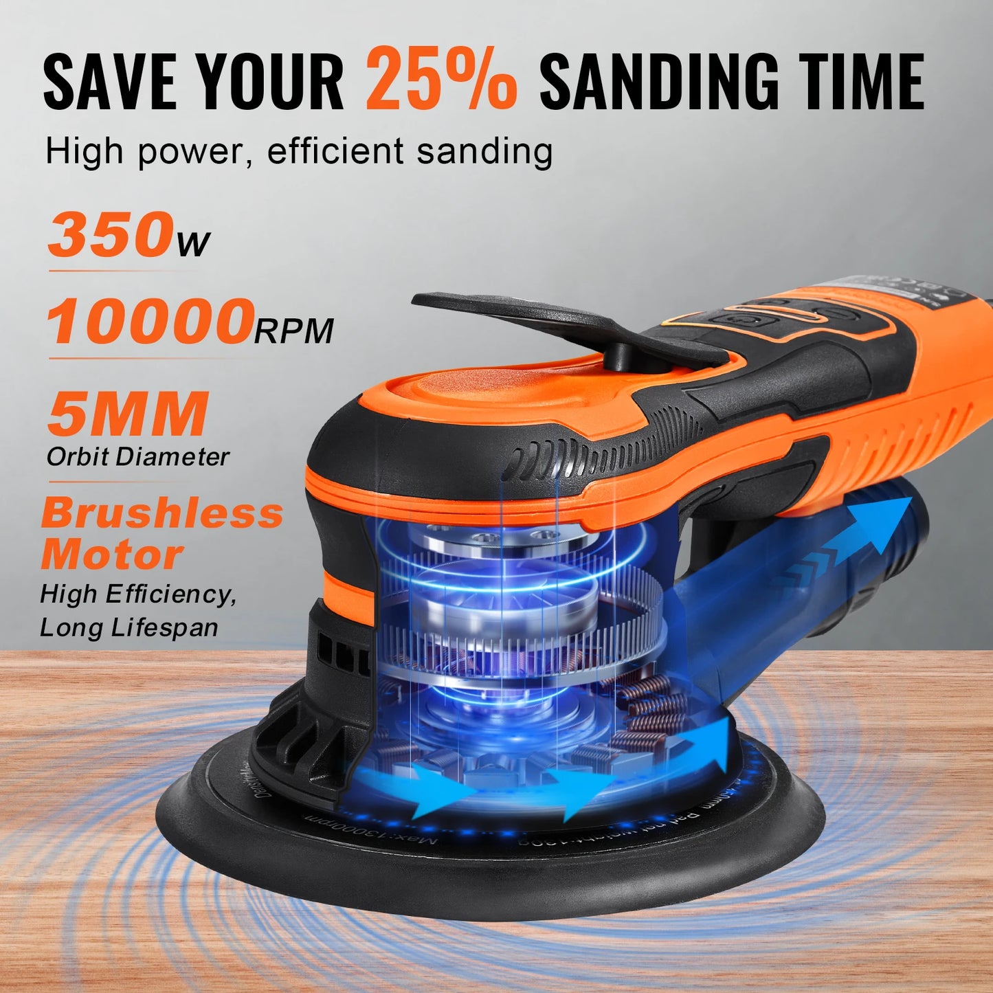 SucceBuy 350W Brushless Random Orbital Sander For Woodworking Projects