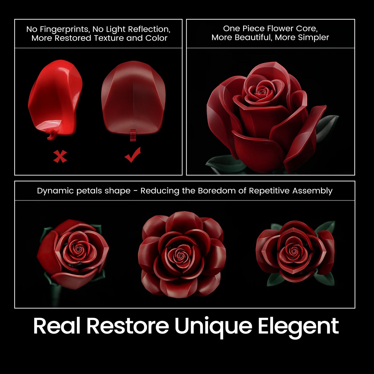 SupreOwls Roses Bouquet Building Blocks Artificial Flowers Home Decor Gift