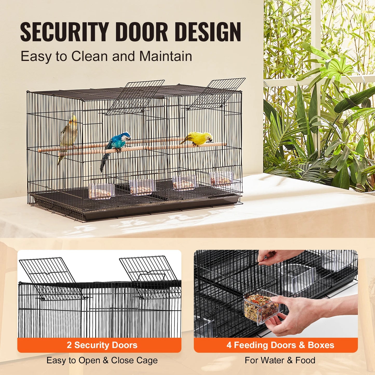 SucceBuy Stackable Divided Bird Cage With Sturdy Travel Handle