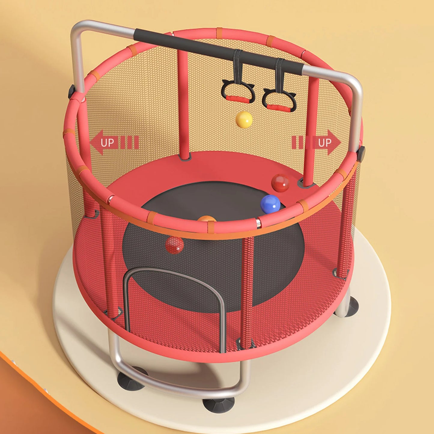 Kids Trampoline With Basketball Hoop Swing Enclosure Net