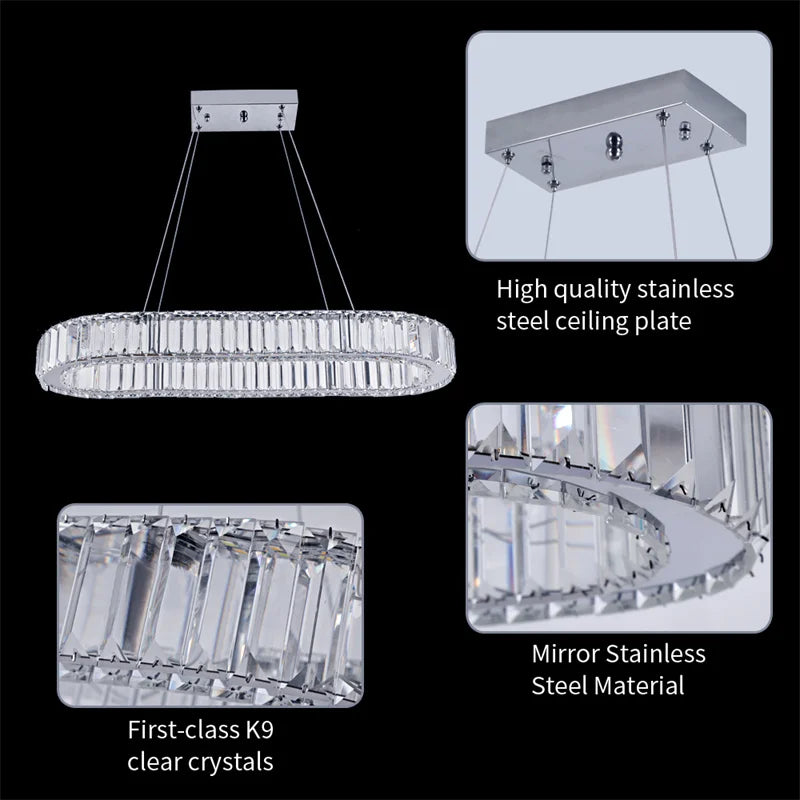 GreeLustr K9 Crystal Oval Ring LED Chandelier Lighting