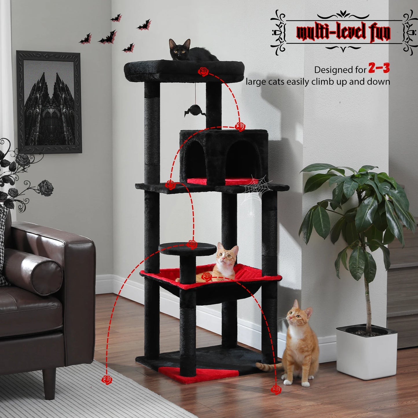 PawZ Road 5 Level Cat Tree Tower Hammock Sisal Posts
