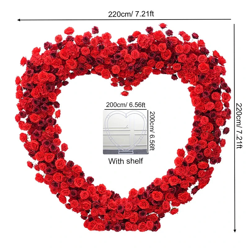 Angela Flower 5D Artificial Rose Heart Stand Wedding Backdrop