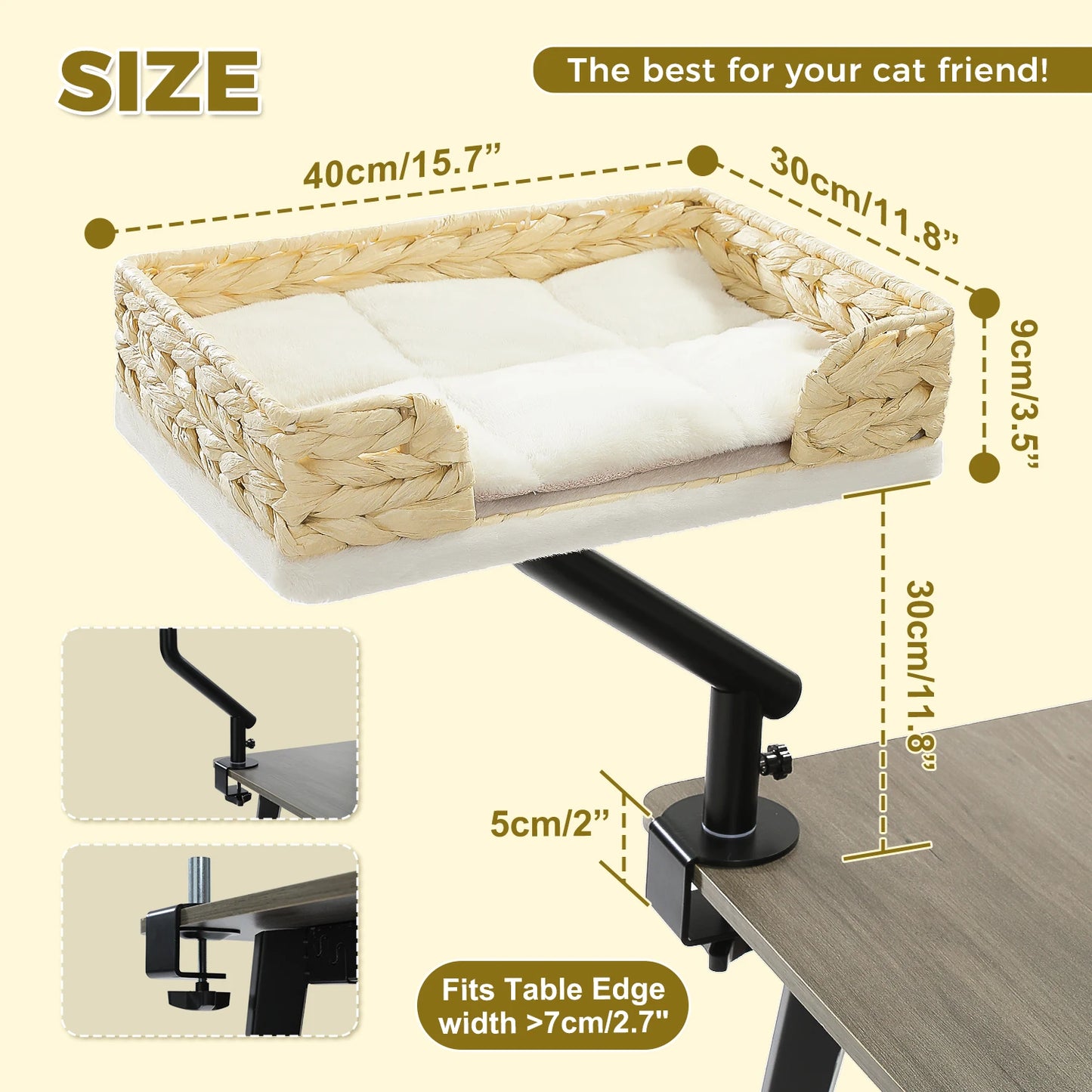 PAWZ Road Rotatable Cat Desk Bed Adjustable Plush Hammock