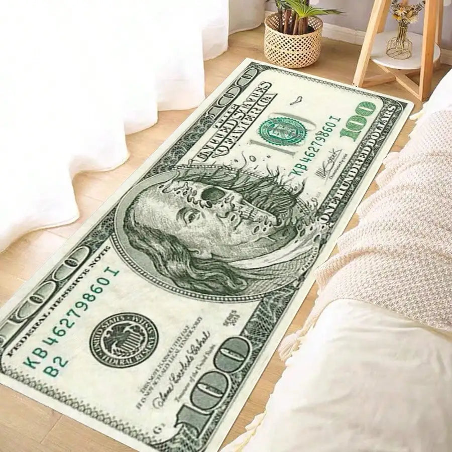 Creative Dollar Bill Portrait Nylon Area Rug For Home Decor