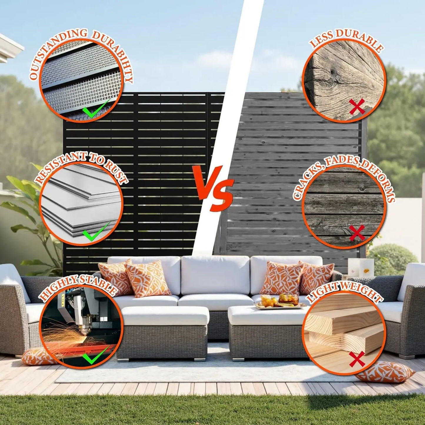 Twister CK Decorative Metal Garden Privacy Screen With Stand