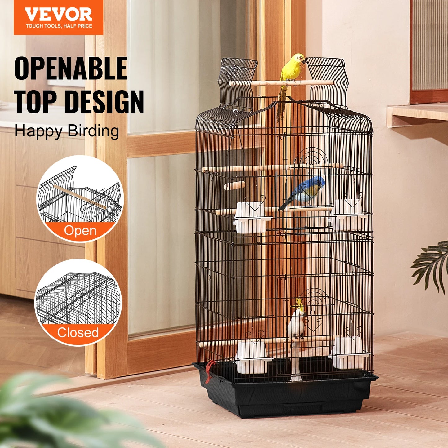 SucceBuy Travel Hanging Parrot Bird Cage with Swing and Perch