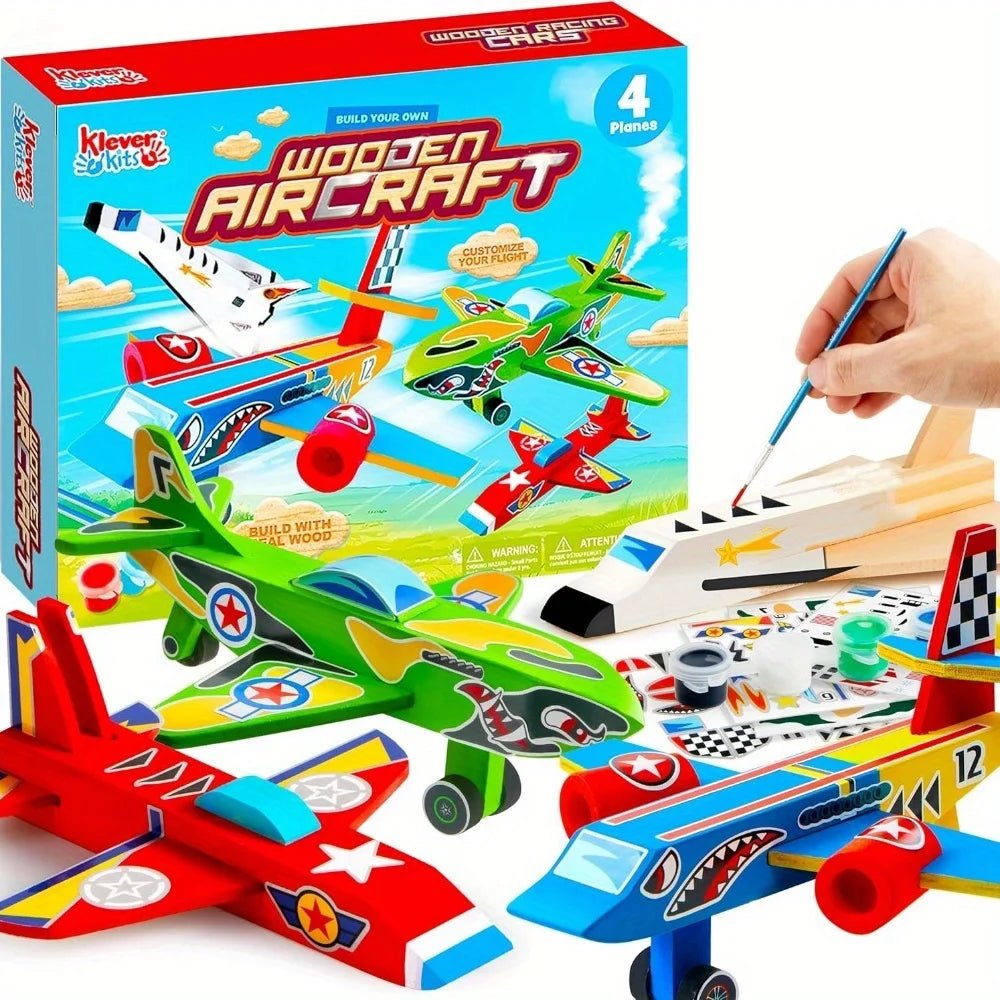 JoyfyDIY Wooden Airplane Craft Kit Assembly And Painting Toys