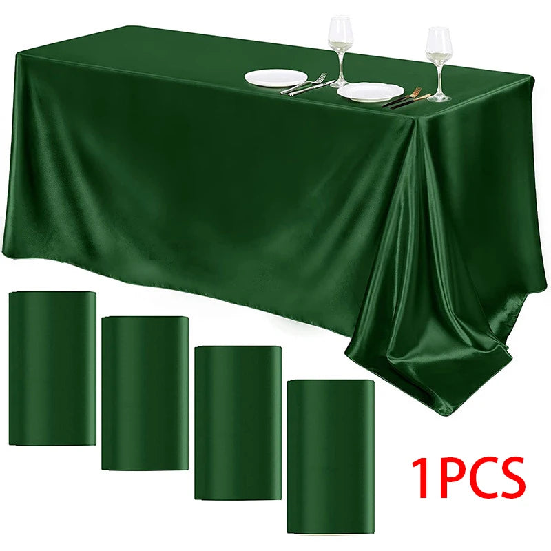 Large Rectangle Satin Tablecloth Waterproof Polyester Dining Cover