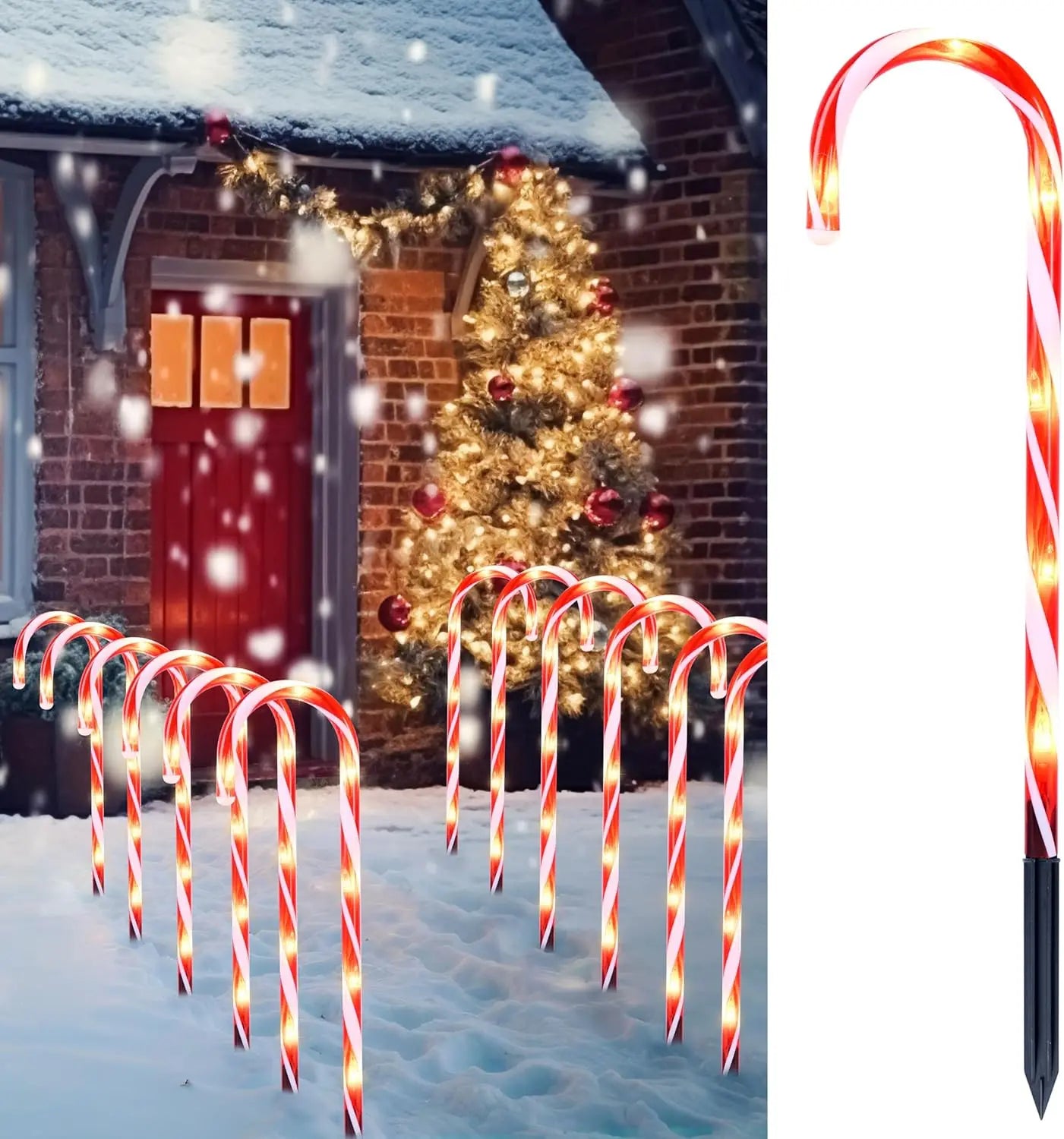 Joyfy Set Of Twelve Pre Lit Candy Cane Pathway Lights
