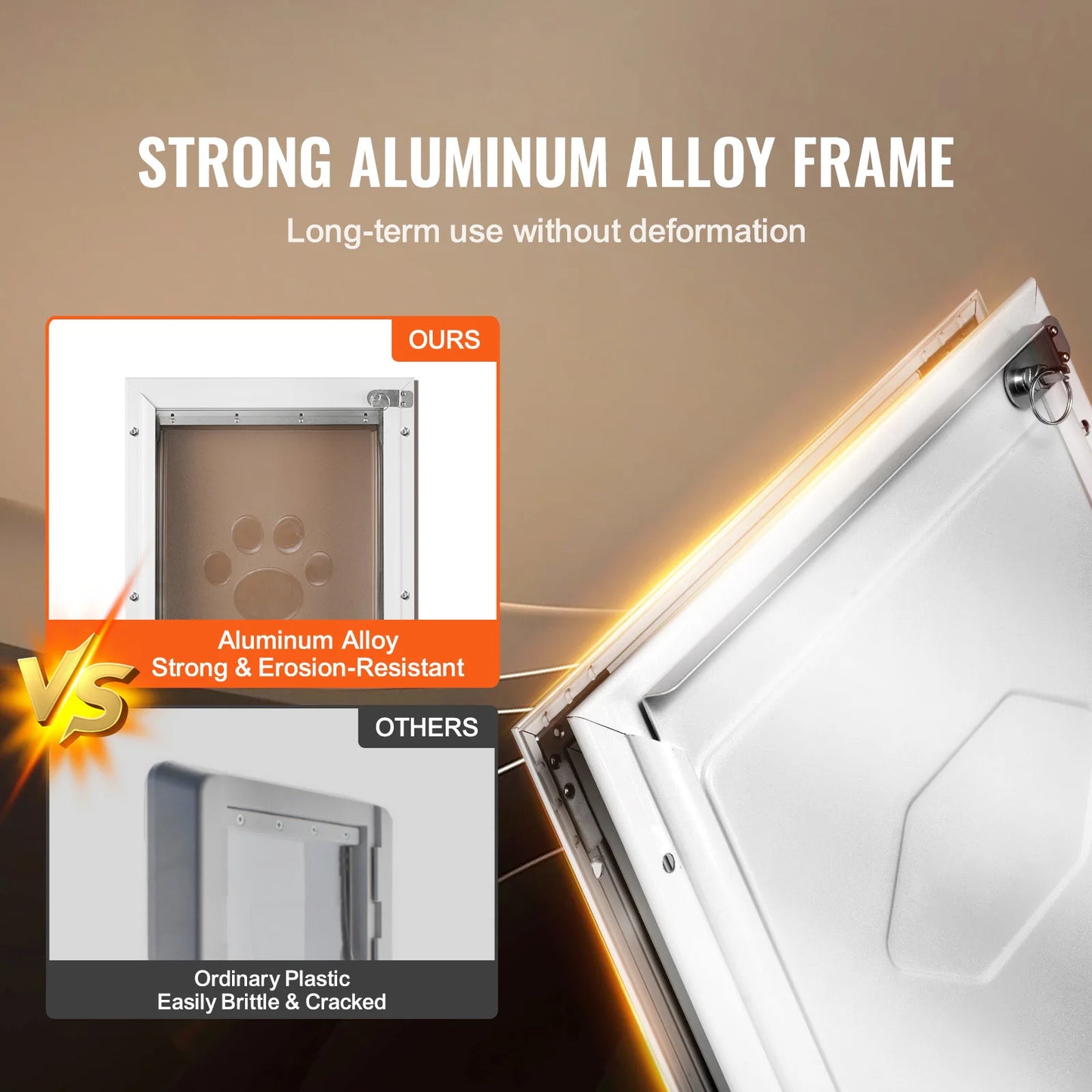 Interior Exterior Weatherproof Aluminum Pet Door With Secure Flap