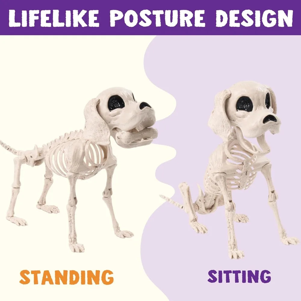 Full Body Posable Dog Skeleton For Halloween Graveyard Decoration