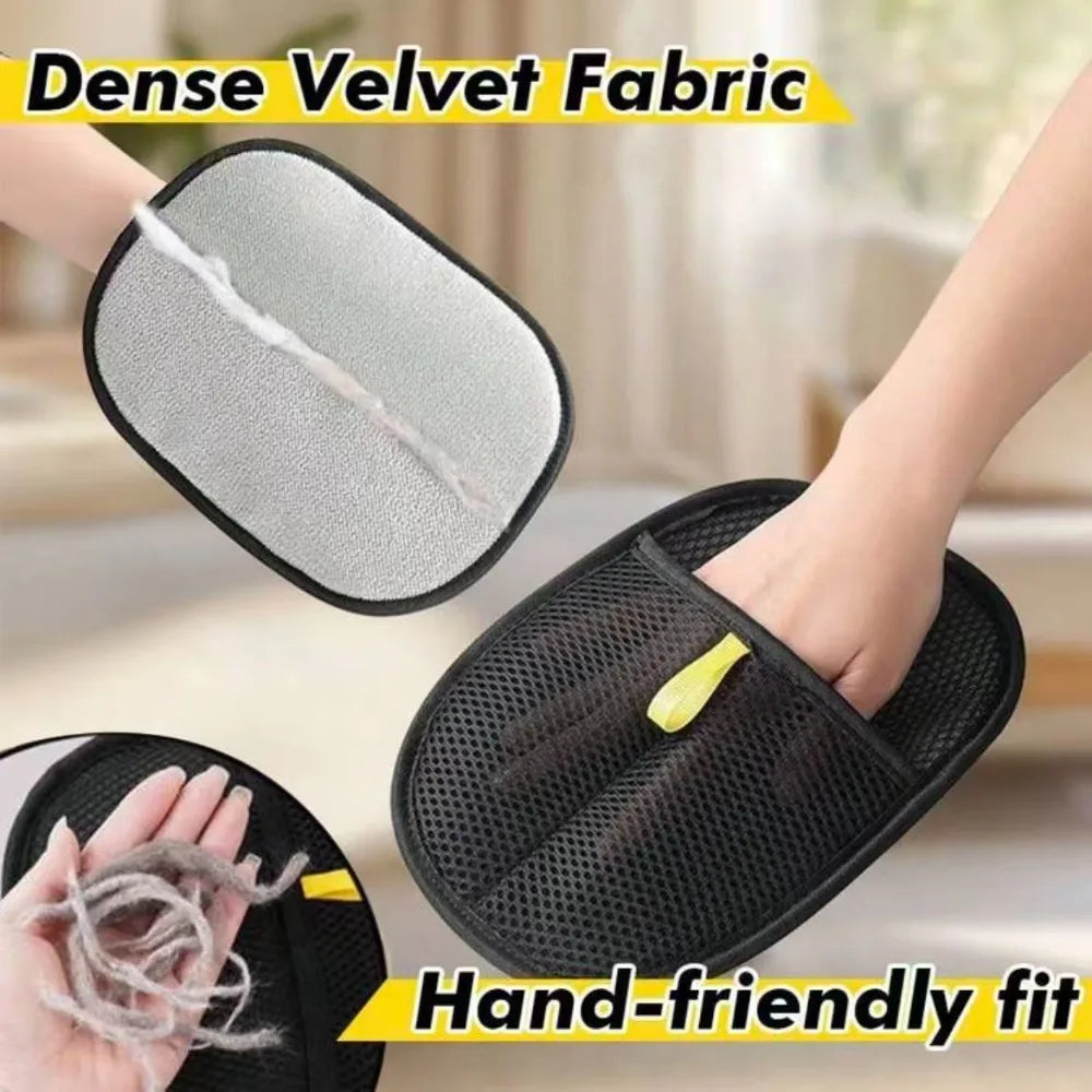 Reusable Double Sided Pet Grooming Gloves For Static Hair Removal