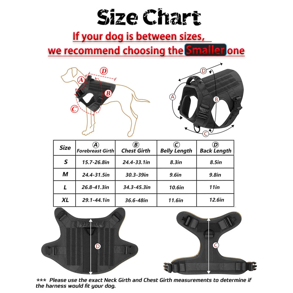 Tactical Padded Nylon Dog Harness Vest With Molle Pouches
