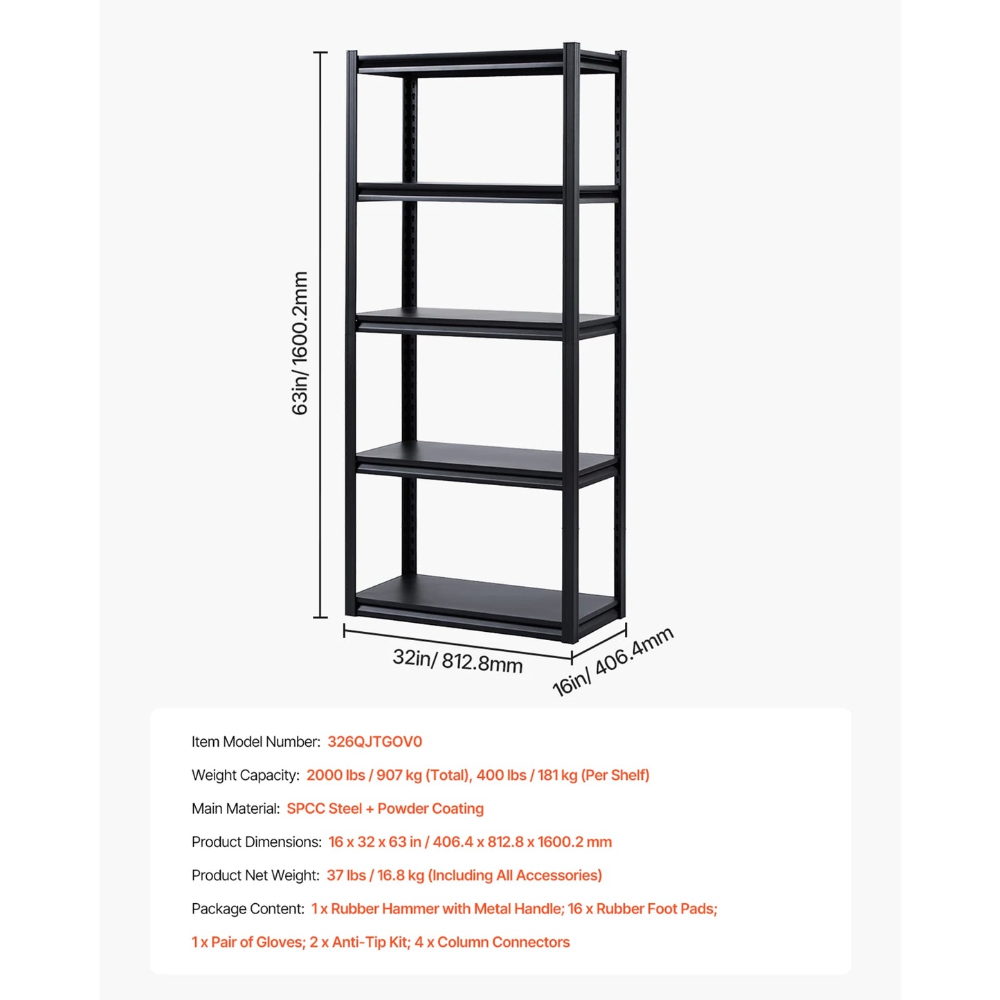 Sturdy Adjustable Metal Utility Storage Shelf Rack