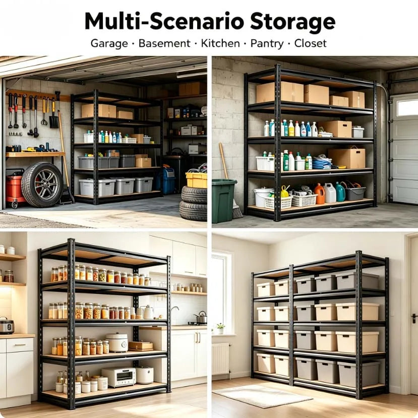 Adjustable Five Tier Metal Utility Shelving Rack For Garage Storage