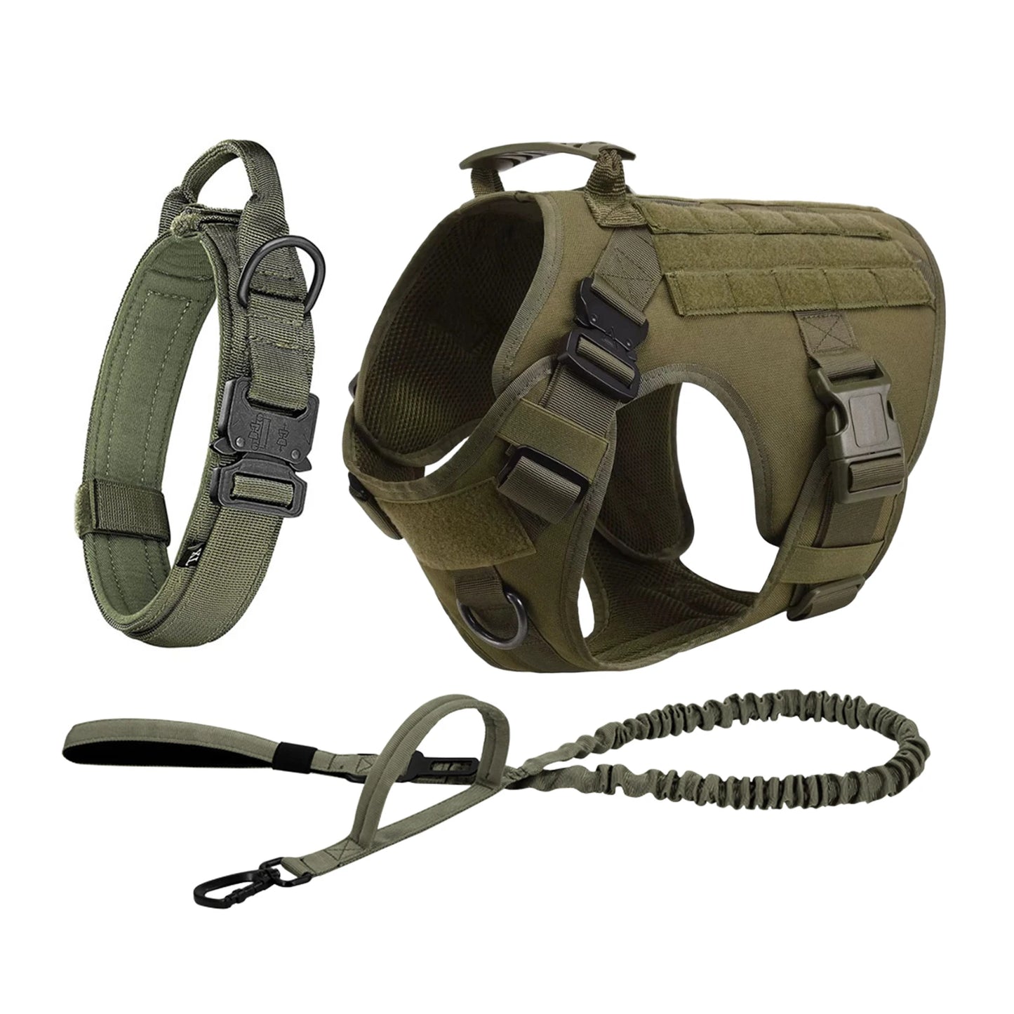 Tactical Padded Nylon Dog Harness Vest With Molle Pouches