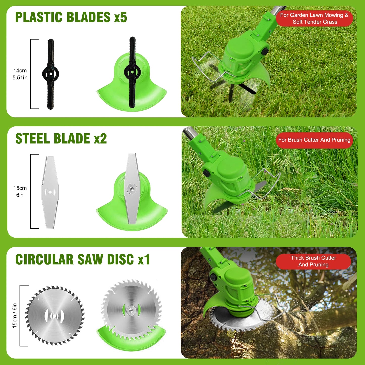 Cordless Brushless 2In1 Lawn Mower Edger and String Trimmer