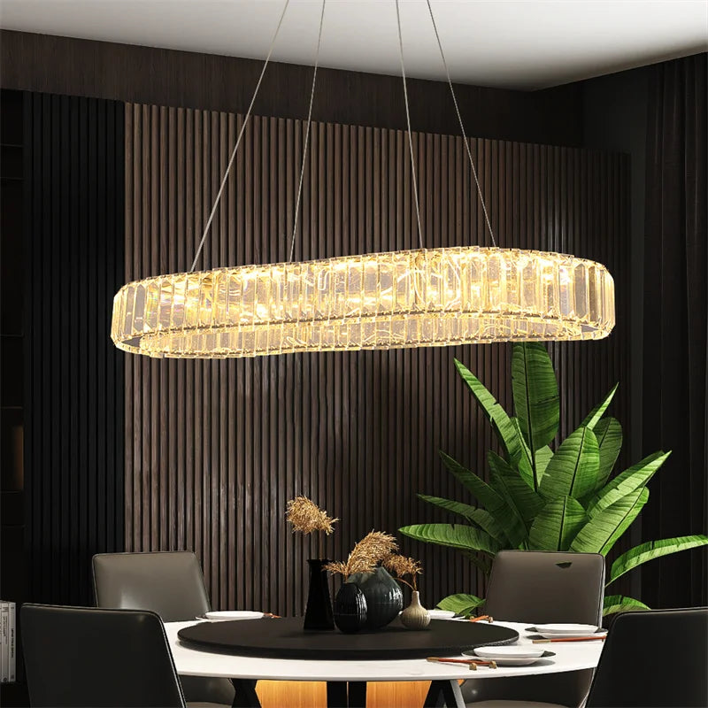 GreeLustr Modern Crystal Dining Room Ceiling Light Fixture