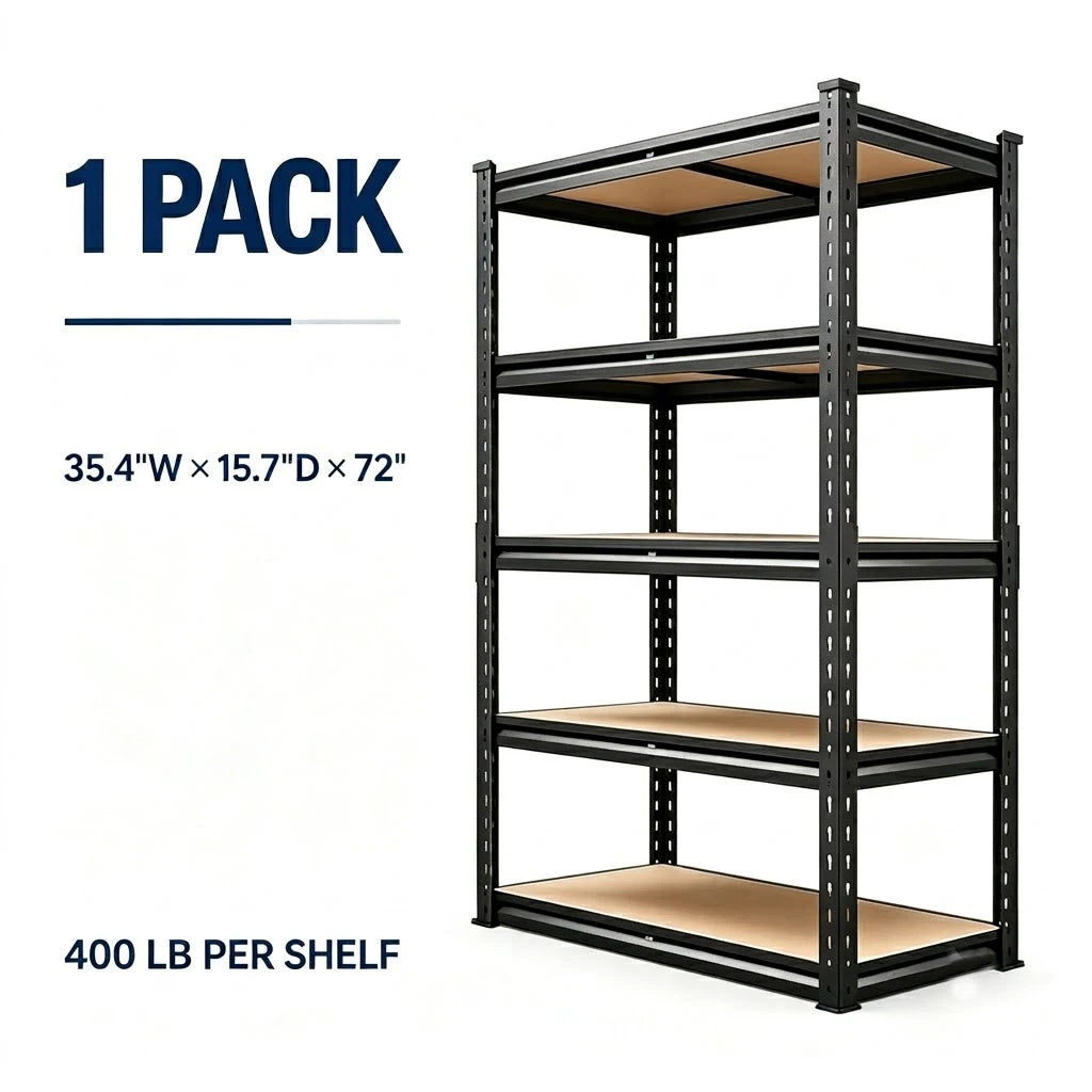 Adjustable Five Tier Metal Utility Shelving Rack For Garage Storage