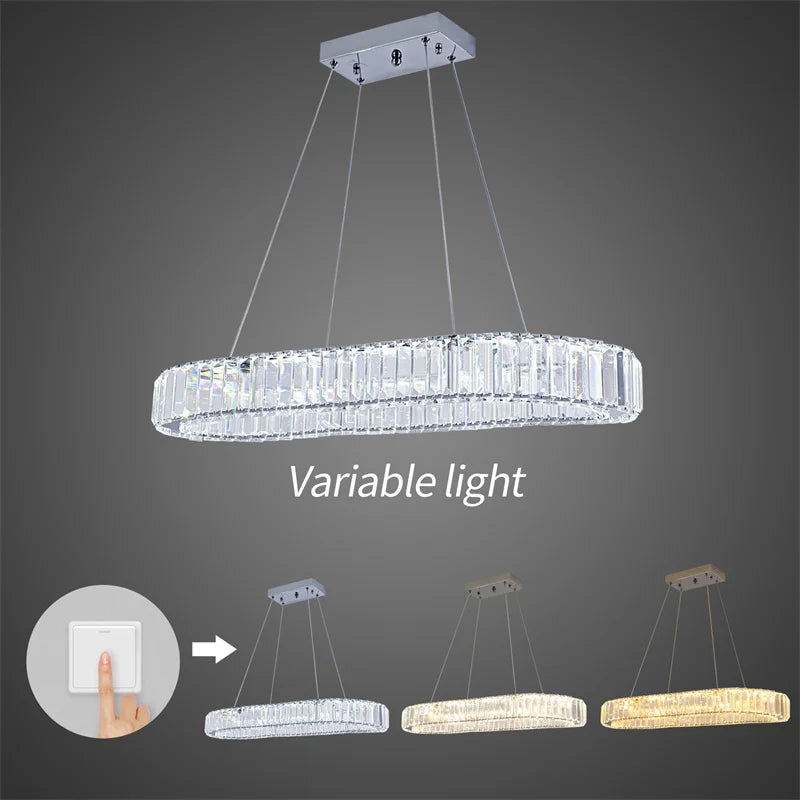 GreeLustr K9 Crystal Oval Ring LED Chandelier Lighting