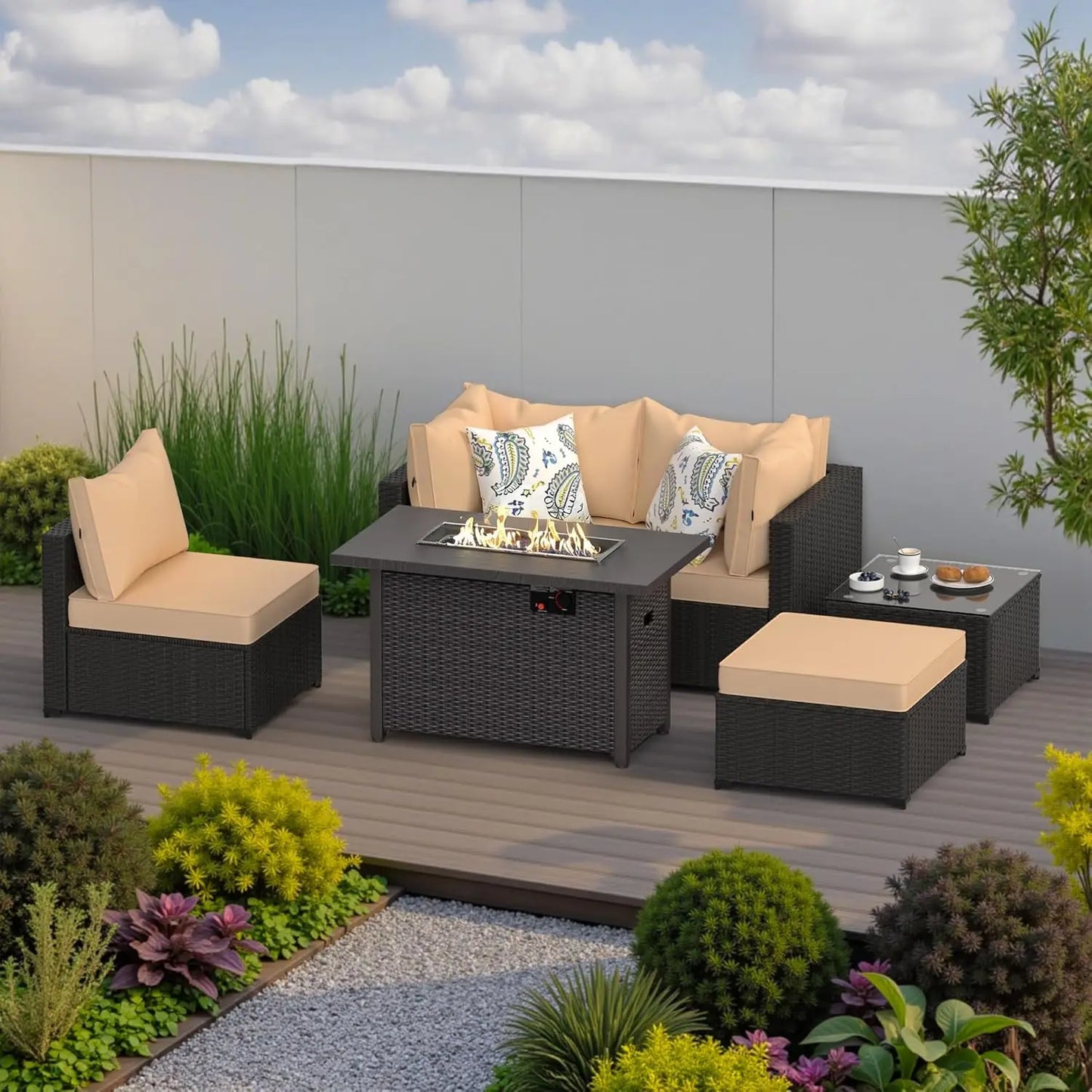 Guohe Outdoor Patio Conversation Set With Fire Pit Table